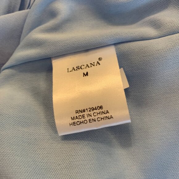 Lascana blue sleeveless V-neck handkerchief hem dress women’s size Medium NWT - Picture 3 of 5